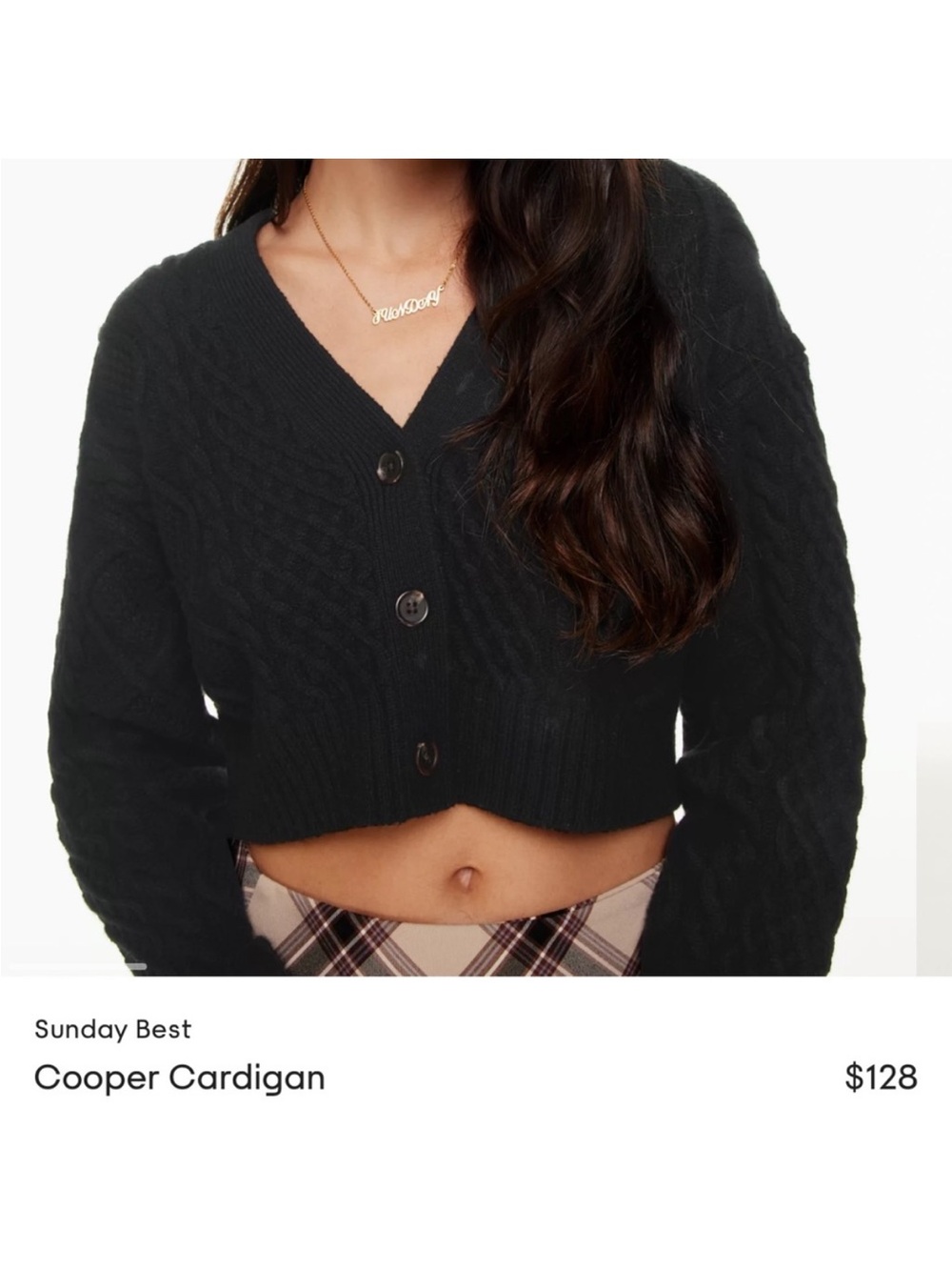 Sunday Best Black Cooper Cropped Cable-Knit Cardigan